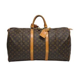 Louis Vuitton Keepall Boston Bag Monogram Natural Leather Brown